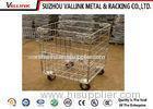 Rust - proof Galvanized Mesh Box Storage Cage On Wheels Loading Capacity 1000kg