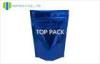 Full Shining Blue Stand Up Zipper Pouch Bags Plastic Gas Barrier , PET / VMPET / PE