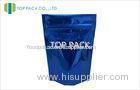 Full Shining Blue Stand Up Zipper Pouch Bags Plastic Gas Barrier , PET / VMPET / PE