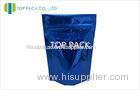 Full Shining Blue Stand Up Zipper Pouch Bags Plastic Gas Barrier , PET / VMPET / PE
