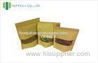 PP Clear Window Kraft Paper Pouches See Through Center Zip Lock