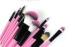 OL 15pcs Cosmetic Makeup Brush Sets With Pink Roll Up Leather PU Bag