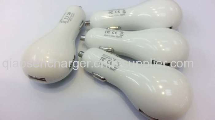 Nice color double USB car charger for iphone samsung mobile phone