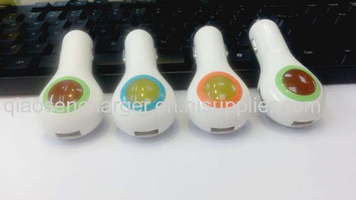 Nice color double USB car charger for iphone samsung mobile phone