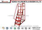 Detachable Red Powder Coated Mobile Platform Ladder With Handrail / Guardrail