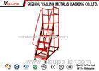 Detachable Red Powder Coated Mobile Platform Ladder With Handrail / Guardrail