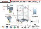 Security 2 Sides Stackable Metal Logistics Trolleys Nylon Zinc Surface