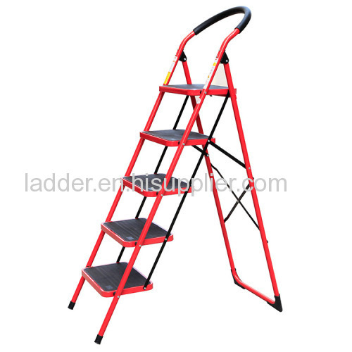 Domestic ladder 5steps steel step stairs red color arc handrail