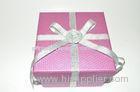 Coated Paper Board Gift Packaging Boxes, Fashion Pink Paper Rigid Gift Boxes With Ribbon
