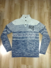 Men's Half Choker Cotton Striped Pullovers