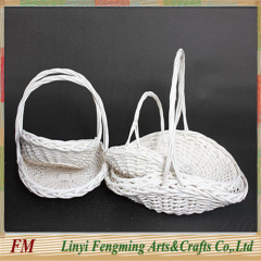 white beautiful design a set of 5 pcs willow wicker flower basket