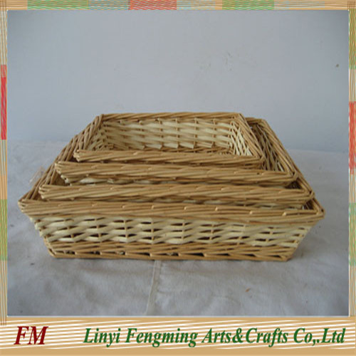 Pure handmade 2pcs white wicker flower basket for wedding decoration