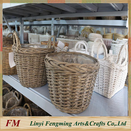 Eco-friendly Willow Wicker Flower Storage Basket with Handle