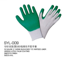 10 rubber gloves knitting twin yarn Bleached white yarn green flat rubber gloves