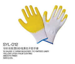 10 knitting tabby latex gloves Cotton yarns rubber gloves Prevent slippery work wear oil resistant gloves