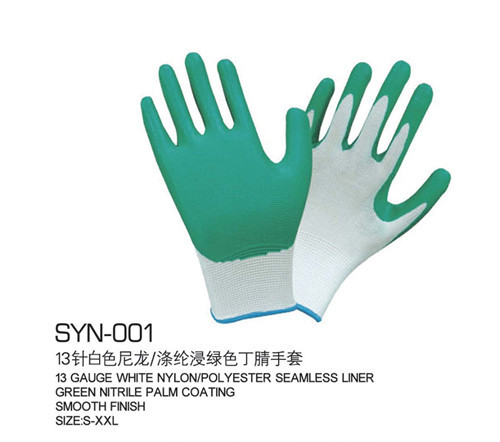 the original single yarn densified labor insurance gloves Wrinkled yellow yarn green latex wear-resisting non-slip