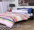 Raibow Strip Pattern Cotton Bed Set , Flat Bed Sheet For King