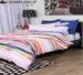 Raibow Strip Pattern Cotton Bed Set , Flat Bed Sheet For King
