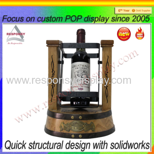 Customized OEM & ODM counter wooden wine bottle cradle display stand