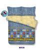 Blue Railway Design Printed Cotton Bed Set Twill Fabric for Boys