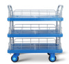 Three Layers Plastic Mute Handcart with wheels heavy duty material moving trolley