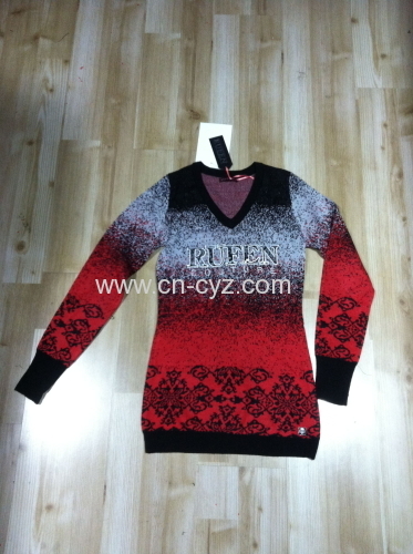 Women's Autumn Knitted V neck Sweaters