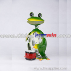 Fashion metal frog with drum solar light for led garden