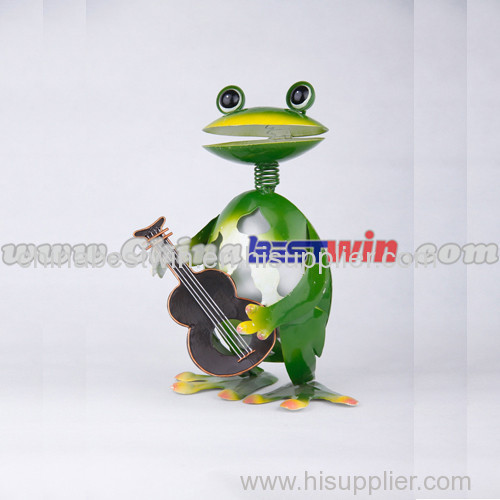 Decoration European Metal Garden Frog with Violin