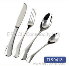 Fancy restaurant dining cutlery set big handle smooth mirror polish
