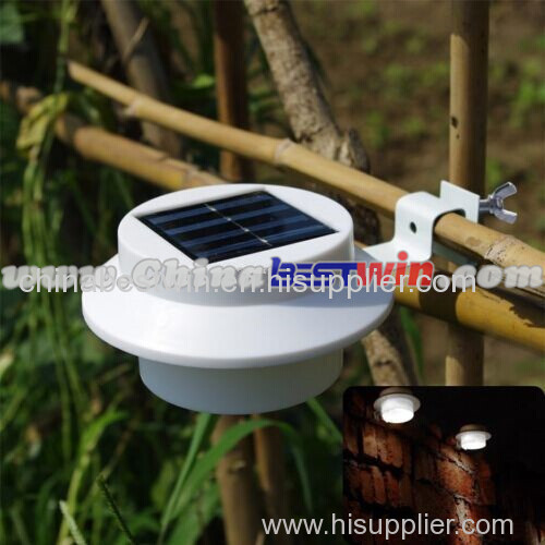 White Solar Powered 3 LED Outdoor Lights Lamp Fence Gutter Roof Yard Wall Garden