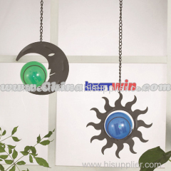Outdoor hanging Moon Solar Light With Green Ball Sun With Blue Ball