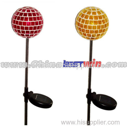 Solar Mosaic Glass Ball Multi-Color Change Garden Stake Yard LED Light