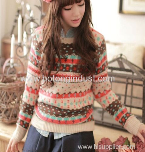 Round neck thick sweater coat spring pullover women