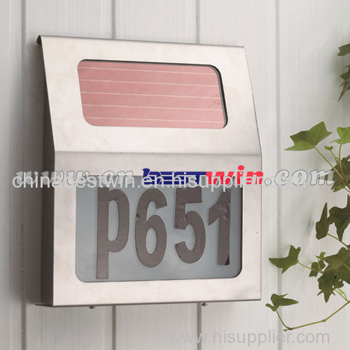 Solar Powered Light Stainless Steel Pannel Street Road House Address Wall Number
