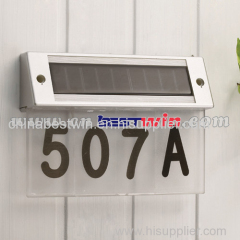 Solar Powered Stainless Steel House Door Number Address Light