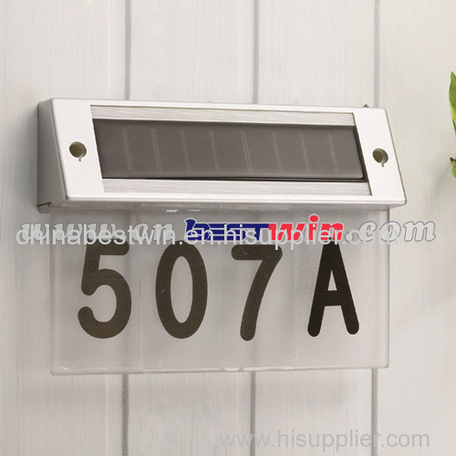 Solar Power Stainless Steel LED Doorplate Light House Street Address
