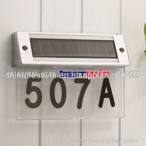 Solar Powered Stainless Steel House Door Number Address Light