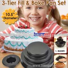 K-136-color box 3 Tier Bake & Fill Cake Pan Bakeware