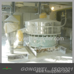 Rotary ultrasonic vibrating sieving for chemical powder