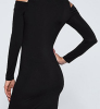 Polyester black sexy cold shoulder big style natural waistline wholesale plus size dress