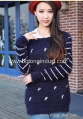 lapel embroidery Loose knit mohair jacket