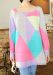 Macaron geometric patterns collision color loose pullover