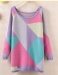 Macaron geometric patterns collision color loose pullover