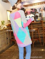 Macaron geometric patterns collision color loose pullover