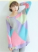 Macaron geometric patterns collision color loose pullover