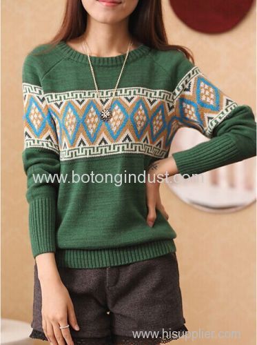 2015 spring new cotton Slim retro diamond spell color sweater pullover jacket