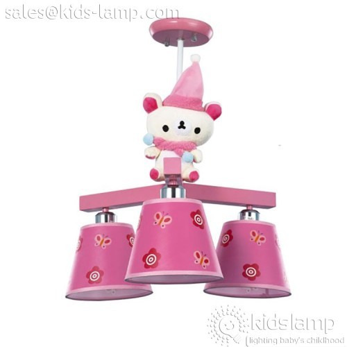 Wholesale pink bear kids bedroom 4 lights chandelier
