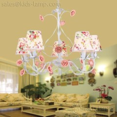 Fancy red flower with green leaf chandelier light