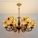 Fancy 5 lights colored glass downward bowl tiffany chandelier