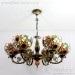 Fancy 5 lights colored glass downward bowl tiffany chandelier